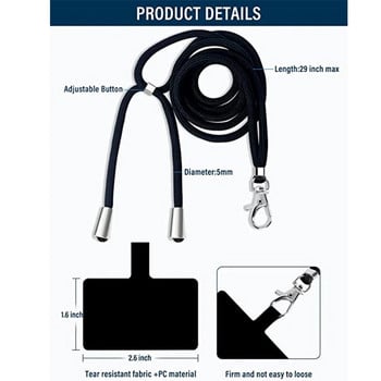 Универсални въжета за телефон през рамо с кръпка Регулируема каишка за мобилен телефон Въже за врат Въже за каишка за закачане на мобилен телефон