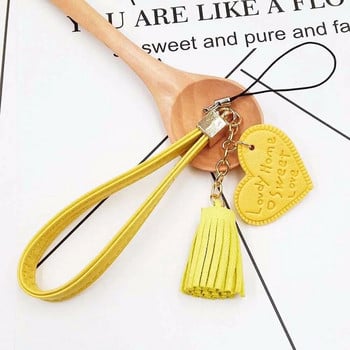 Love Heart Tassel Каишка за мобилен телефон Anti-Lost Каишка за мобилен телефон PU кожено въже за калъф за мобилен телефон Моден ключодържател