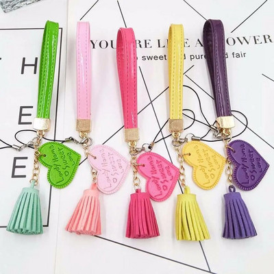 Love Heart Tassel Κινητό Τηλέφωνο Κορδόνι Anti-Lost Ιμάντας κινητού τηλεφώνου PU Δερμάτινο σχοινί για θήκη κινητού τηλεφώνου Fashion Keychain