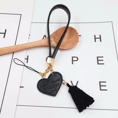 Love Heart Tassel Snur pentru telefon mobil Curea anti-pierdere pentru telefon mobil Snur din piele PU pentru husa pentru telefon mobil Breloc la modă