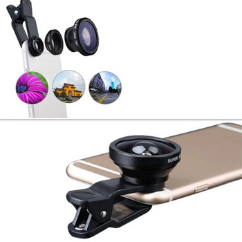 3-в-1 широкоъгълен макро обектив рибешко око комплекти фотоапарати мобилен телефон лещи рибешко око с щипка 0,67x за iPhone Samsung всички мобилни телефони