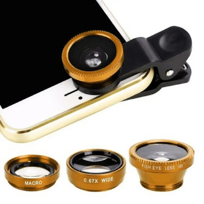 3-în-1 cu unghi larg macro lentile ochi de pește kituri pentru camere pentru telefon mobil Lentile ochi de pește cu clemă 0,67x pentru iPhone Samsung Toate telefoanele mobile