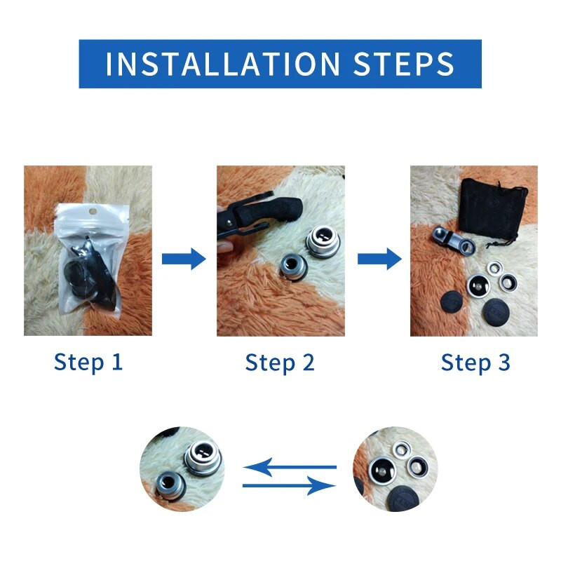 Trīs vienā platleņķa makro zivs acs objektīvu kameru komplekti Mobilā tālruņa zivju acs objektīvi ar klipu 0,67x iPhone Samsung visiem mobilajiem tālruņiem