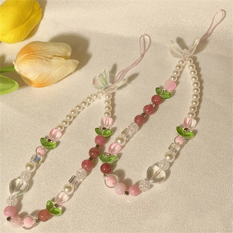 Korejiešu mīļi rozā ziedi, tulpe, tauriņš, mīlestība, sirds pērle