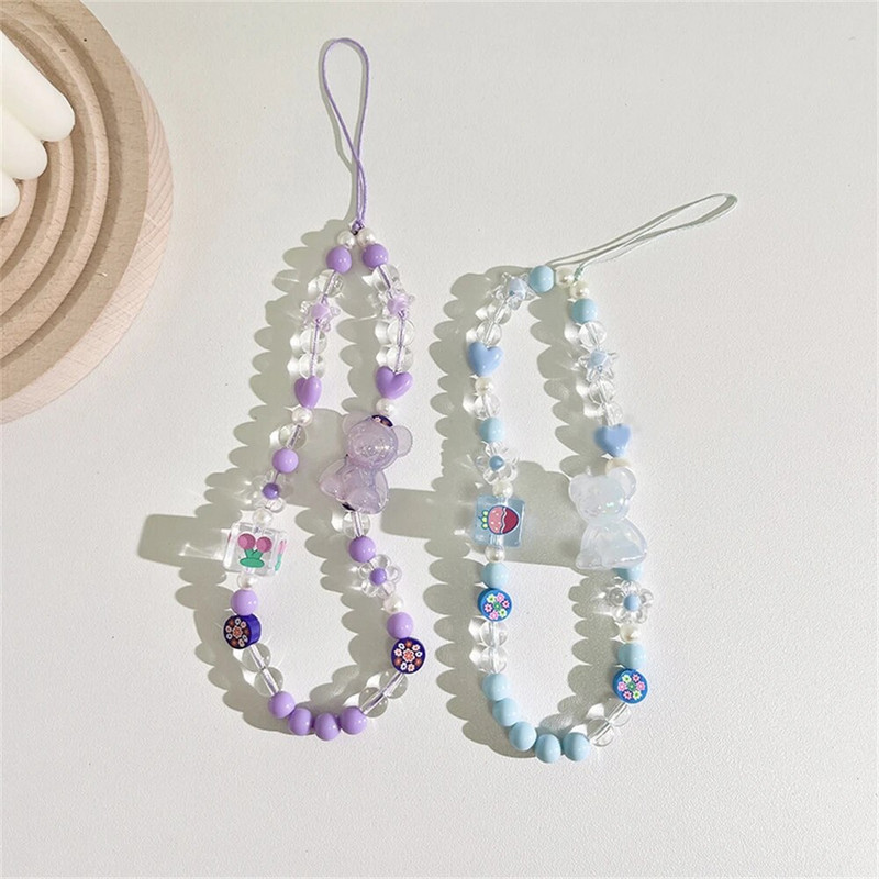 Korejski slatki medvjed Lanci za mobilne telefone Šarm za iPhone Žene Djevojke Telefonski nakit Remen s perlama Viseći kabel Narukvica