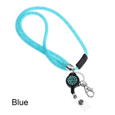 1PC Bling Rhinestone štropes emblēmas ID karšu turētājs Kristāla kakla siksnas klipsis Mobilā tālruņa pakarināmā virves atslēgu turētājs biroja piederumi