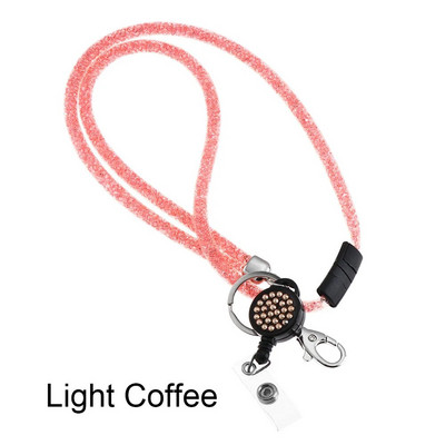 1PC Bling Rhinestone štropes emblēmas ID karšu turētājs Kristāla kakla siksnas klipsis Mobilā tālruņa pakarināmā virves atslēgu turētājs biroja piederumi