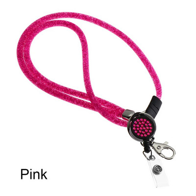 1PC Bling Rhinestone štropes emblēmas ID karšu turētājs Kristāla kakla siksnas klipsis Mobilā tālruņa pakarināmā virves atslēgu turētājs biroja piederumi