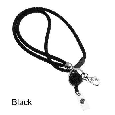 1PC Bling Rhinestone štropes emblēmas ID karšu turētājs Kristāla kakla siksnas klipsis Mobilā tālruņa pakarināmā virves atslēgu turētājs biroja piederumi