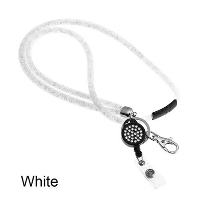 1PC Bling Rhinestone štropes emblēmas ID karšu turētājs Kristāla kakla siksnas klipsis Mobilā tālruņa pakarināmā virves atslēgu turētājs biroja piederumi