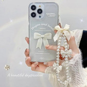 Ins Bow Virve Pearl Mobilā tālruņa ķēde Tālruņa siksniņa Ķēde Sieviešu Meitenes Pērļu Virve Tālruņa korpuss piekārts