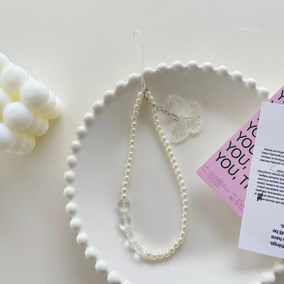 Ins Bow Virve Pearl Mobilā tālruņa ķēde Tālruņa siksniņa Ķēde Sieviešu Meitenes Pērļu Virve Tālruņa korpuss piekārts