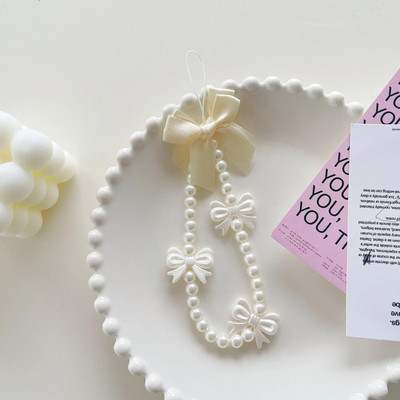 Ins Bow Virve Pearl Mobilā tālruņa ķēde Tālruņa siksniņa Ķēde Sieviešu Meitenes Pērļu Virve Tālruņa korpuss piekārts