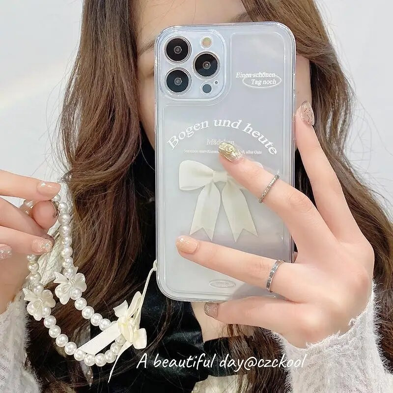 Ins Bow Virve Pearl Mobilā tālruņa ķēde Tālruņa siksniņa Ķēde Sieviešu Meitenes Pērļu Virve Tālruņa korpuss piekārts