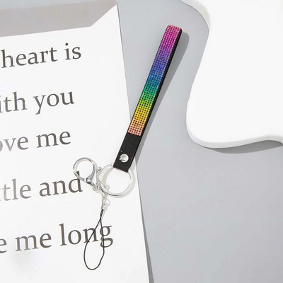 Modna, luksuzna, sjajna vrpca za telefon, šarena, svijetla, kratka vrpca za telefon s vještačkim dijamantima DIY vrpca oko vrata protiv gubitka kamere