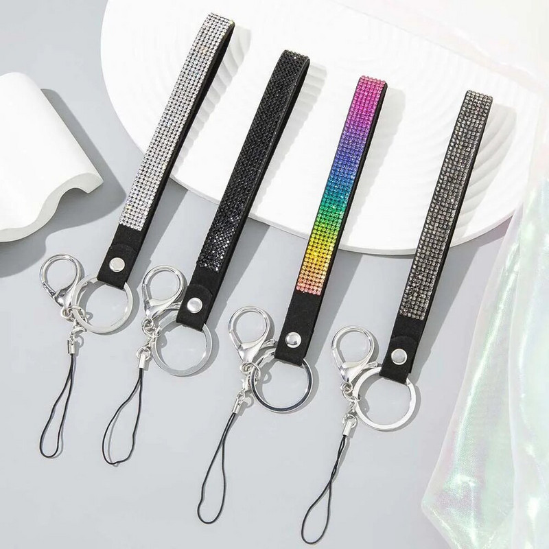 Modna, luksuzna, sjajna vrpca za telefon, šarena, svijetla, kratka vrpca za telefon s vještačkim dijamantima DIY vrpca oko vrata protiv gubitka kamere