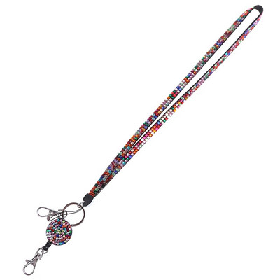 Darba karšu štropes Rhinestone atslēgu piekariņi Virve Pretnozaudēt kakla siksnas Tālrunis štrope žetonu turētājs Virve Universāls pakarināms virves nozīmītes spole