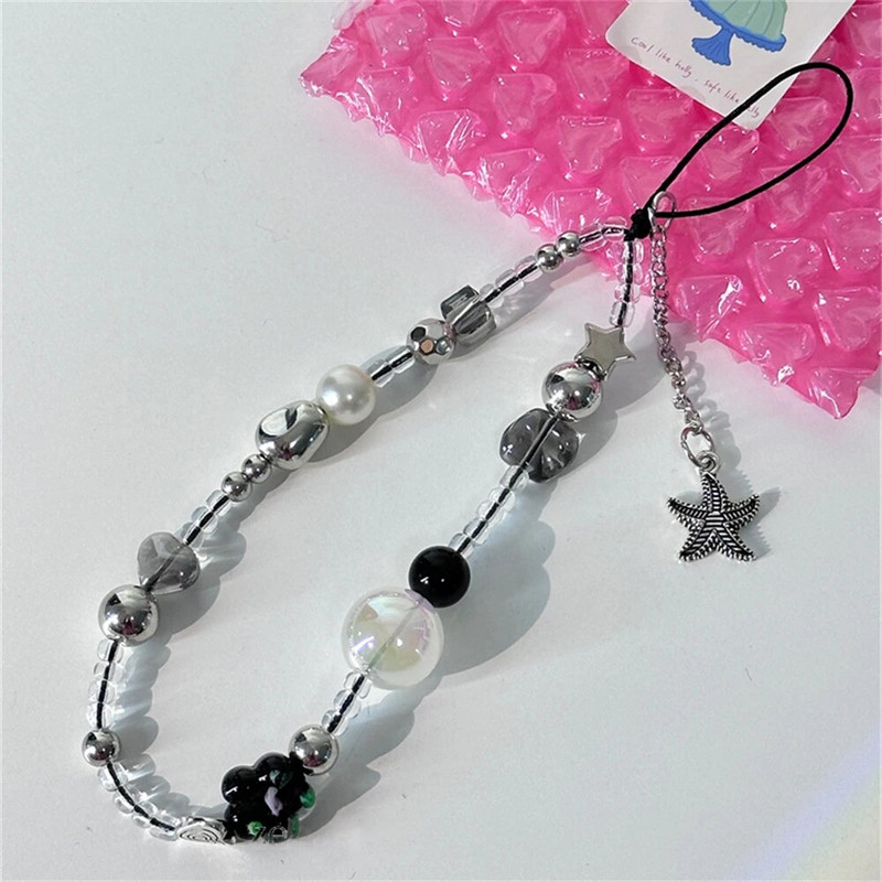 Korejiešu jauks jūraszvaigznes kulons ar krellēm meitenei tālruņa šarms rokas siksniņa ķēde štrope rotaslietas tālrunis krelles kulonu rotājumi vairumtirdzniecība