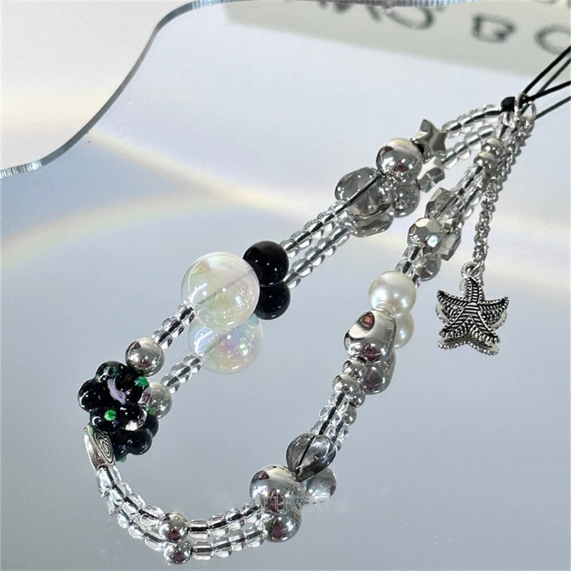 Korejiešu jauks jūraszvaigznes kulons ar krellēm meitenei tālruņa šarms rokas siksniņa ķēde štrope rotaslietas tālrunis krelles kulonu rotājumi vairumtirdzniecība