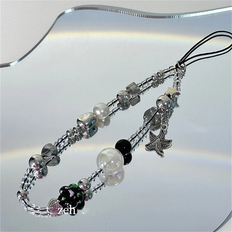 Korejiešu jauks jūraszvaigznes kulons ar krellēm meitenei tālruņa šarms rokas siksniņa ķēde štrope rotaslietas tālrunis krelles kulonu rotājumi vairumtirdzniecība