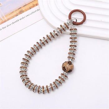 Корейски мобилен телефон Glitter Pearl Rhinestone Crystal Bracelet Chain For iPhone 14 13 15 Pro Max Samsung Flip 4 5 Anti loss Rope