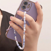 Lanț pentru telefon mobil cu margele, ceramică moale moale, frânghie pentru telefon mobil, curea pentru telefon mobil cu margele, șnur portabil rezistent la cădere