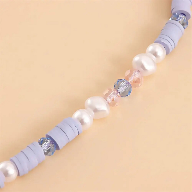 Mobilā tālruņa ķēde ar fāzēm, violeta mīksta keramika, mobilā tālruņa kulons, virve ar pērlītēm mobilā tālruņa siksniņa, pārnēsājama, necaurlaidīga štrope