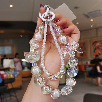 Kratki privjesak sa šarenom leptir mašnom i privjeskom s perlama Univerzalna telefonska torbica s kopčom koja se ne spušta Uzica za mobilni telefon