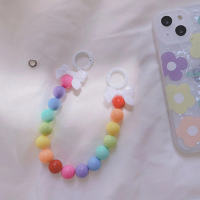 Koreja jauka mīlestības sirds ziedu pērlīšu rokassprādze mobilā tālruņa ķēdes akrila kulons iPhone priekšgala pret pazaudēšanu ķēdes piekārtiem rotaslietas