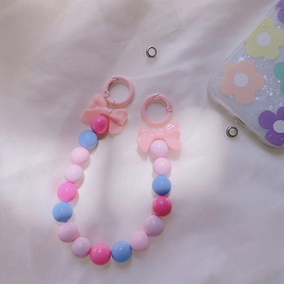 Koreja jauka mīlestības sirds ziedu pērlīšu rokassprādze mobilā tālruņa ķēdes akrila kulons iPhone priekšgala pret pazaudēšanu ķēdes piekārtiem rotaslietas