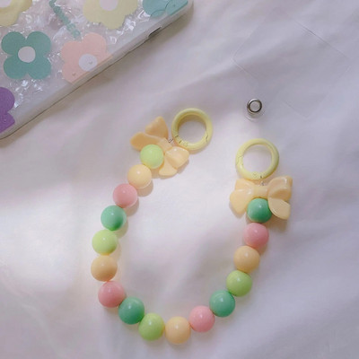 Koreja jauka mīlestības sirds ziedu pērlīšu rokassprādze mobilā tālruņa ķēdes akrila kulons iPhone priekšgala pret pazaudēšanu ķēdes piekārtiem rotaslietas