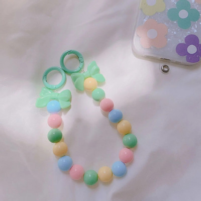 Koreja jauka mīlestības sirds ziedu pērlīšu rokassprādze mobilā tālruņa ķēdes akrila kulons iPhone priekšgala pret pazaudēšanu ķēdes piekārtiem rotaslietas