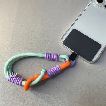 Корейски мобилен телефон Cute Knot Portable Anti-loss Hand Bracelet Chain For iPhone 15 14 Pro Max Samsung Flip 4 Coloful Rope Chain