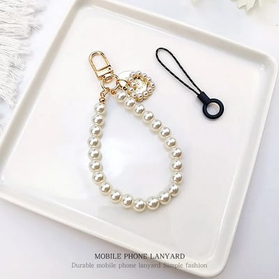 Snur anti-pierdere pentru telefon Scurtă la modă, cu mărgele de mână cu perle, șnur pentru telefon mobil, pandantiv rafinat pentru femei de ultimă generație.