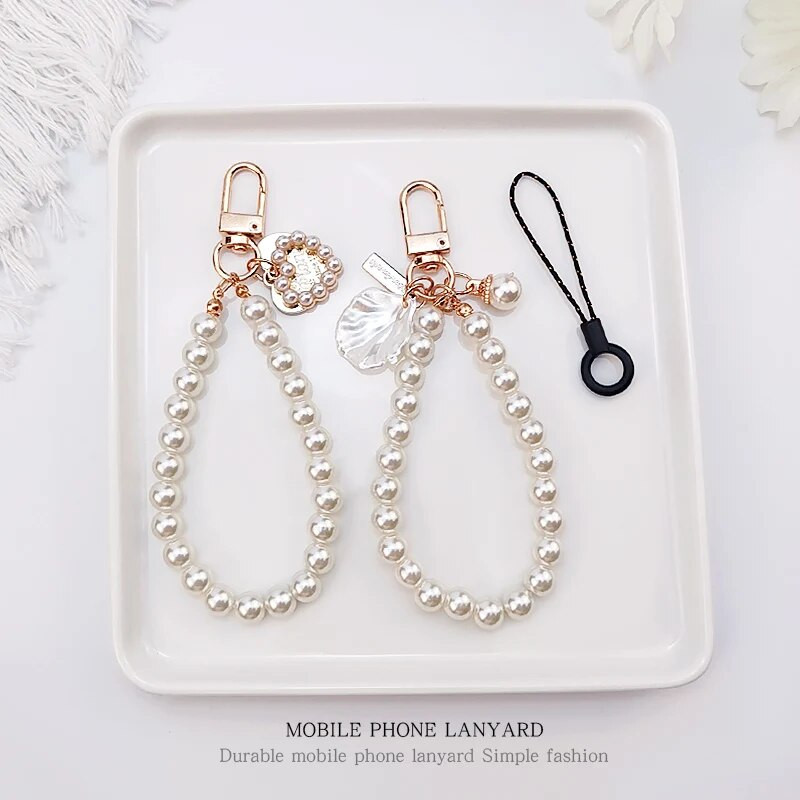 Snur anti-pierdere pentru telefon Scurtă la modă, cu mărgele de mână cu perle, șnur pentru telefon mobil, pandantiv rafinat pentru femei de ultimă generație.