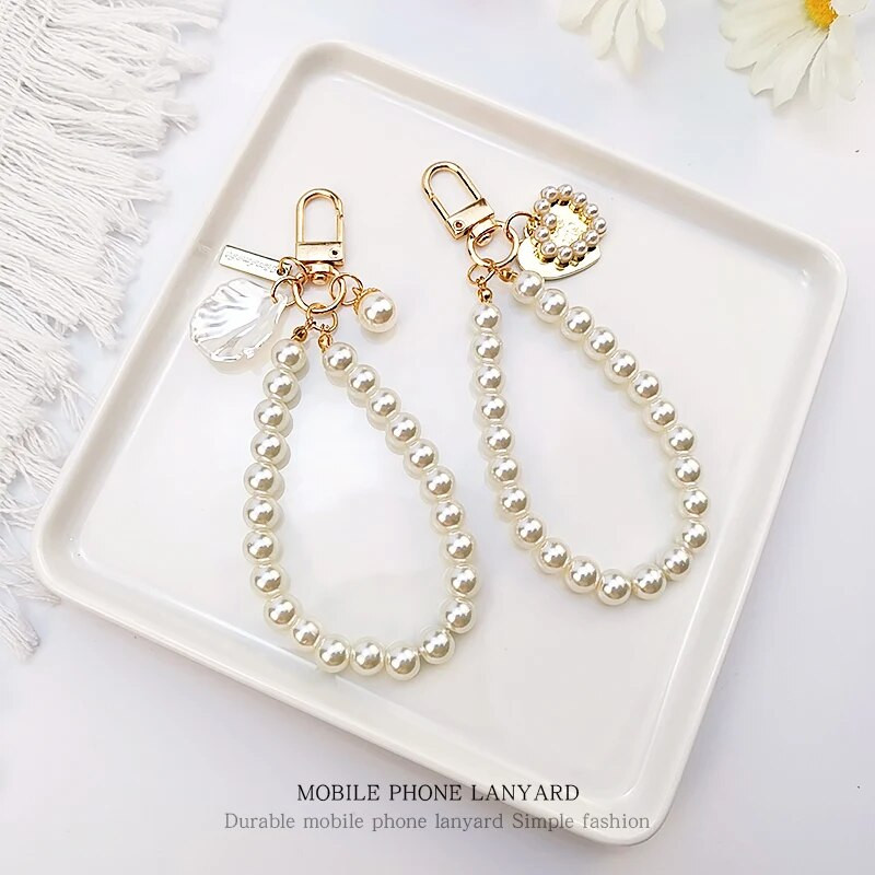 Snur anti-pierdere pentru telefon Scurtă la modă, cu mărgele de mână cu perle, șnur pentru telefon mobil, pandantiv rafinat pentru femei de ultimă generație.