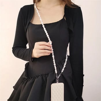 Πολυτελές απλό κορεατικό τηλέφωνο Crossbody Lanyard Neklace Pearl Chain Special-Shaped For Samsung Flip 4 3 5G iPhone 14 15 Pro max