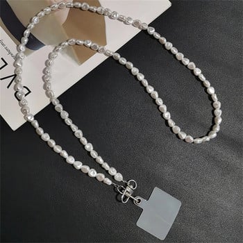 Πολυτελές απλό κορεατικό τηλέφωνο Crossbody Lanyard Neklace Pearl Chain Special-Shaped For Samsung Flip 4 3 5G iPhone 14 15 Pro max