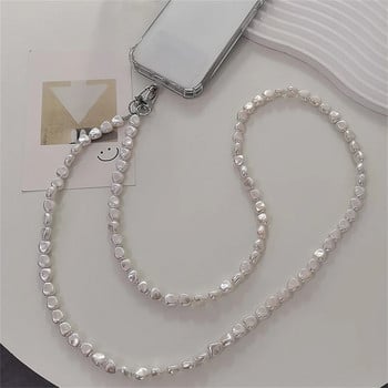 Πολυτελές απλό κορεατικό τηλέφωνο Crossbody Lanyard Neklace Pearl Chain Special-Shaped For Samsung Flip 4 3 5G iPhone 14 15 Pro max