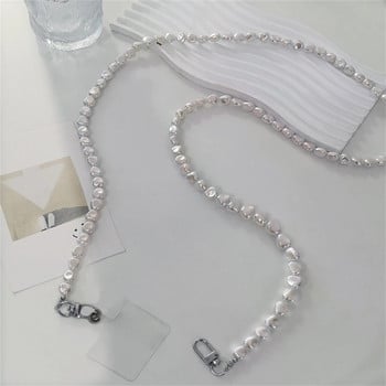 Πολυτελές απλό κορεατικό τηλέφωνο Crossbody Lanyard Neklace Pearl Chain Special-Shaped For Samsung Flip 4 3 5G iPhone 14 15 Pro max