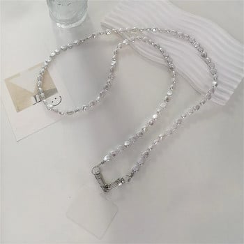 Πολυτελές απλό κορεατικό τηλέφωνο Crossbody Lanyard Neklace Pearl Chain Special-Shaped For Samsung Flip 4 3 5G iPhone 14 15 Pro max