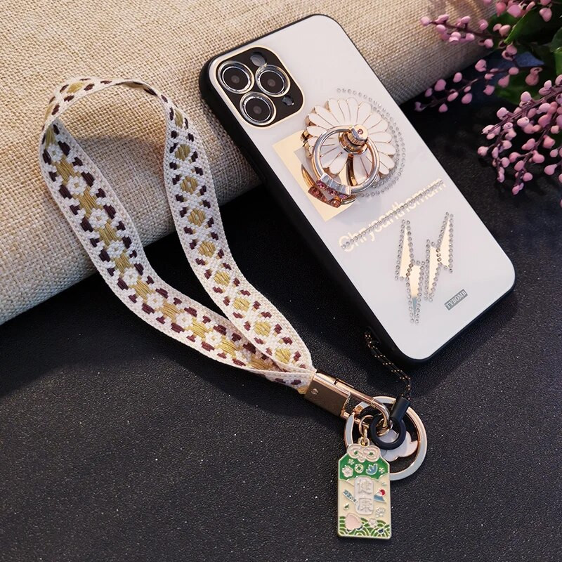 Ķīniešu stila rokas bļoda siksna mobilais tālrunis štrope ziedu štrope meitene modes mobilais tālrunis universāla štrope