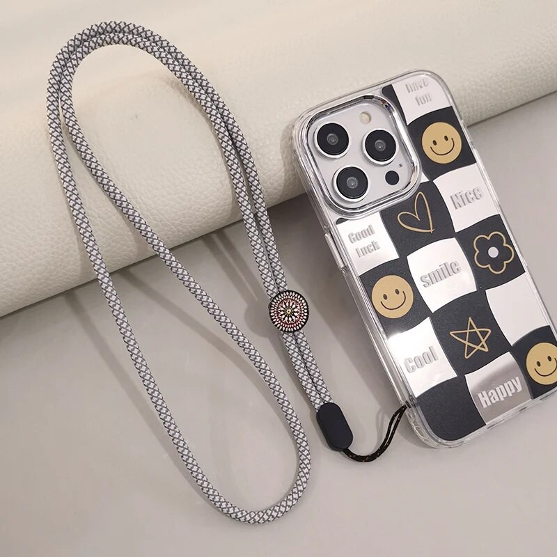 Garas fluorescējošas pūķa raksta auklas mobilā tālruņa auklas drošs un nepazaudēts tālruņa maciņš Universālie štropes tālruņu piekariņi