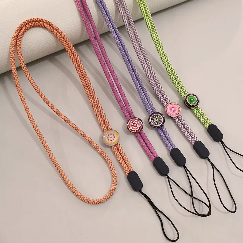 Garas fluorescējošas pūķa raksta auklas mobilā tālruņa auklas drošs un nepazaudēts tālruņa maciņš Universālie štropes tālruņu piekariņi