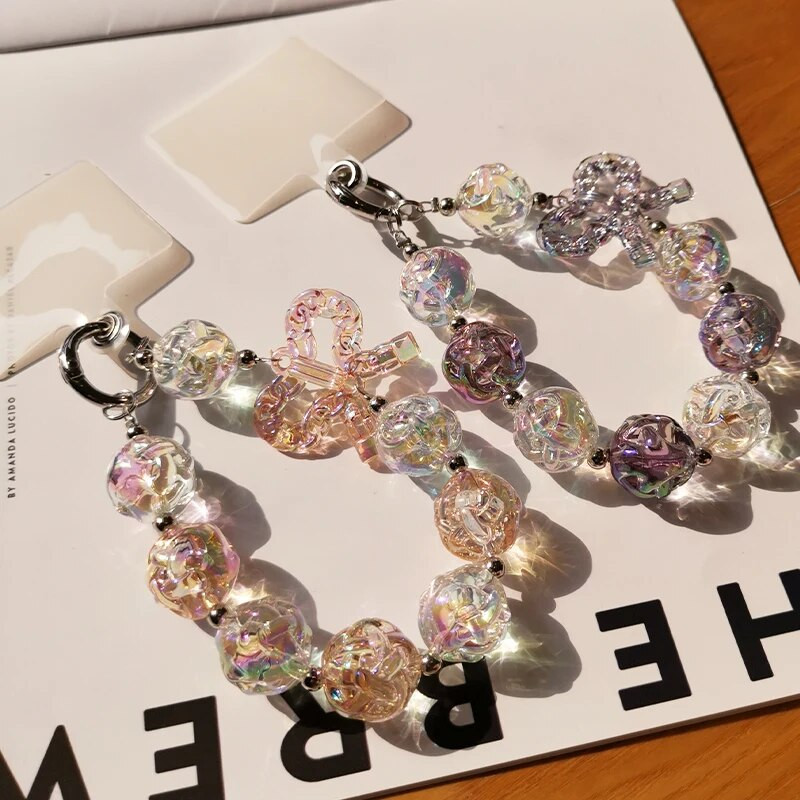 Mobilā tālruņa aukla īsa stila plaukstas kulons priekšgala mezgla ķēde kristāla pērlīšu ziedu kulons universāls tālruņa futrālis pret nozaudēšanu