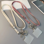 Mobilā tālruņa siksna Vienkārša ādas štrope, gara šķērskorpusa siksnas siksnas tips Universāls pret nozaudēšanu mobilā tālruņa aukla atslēgām