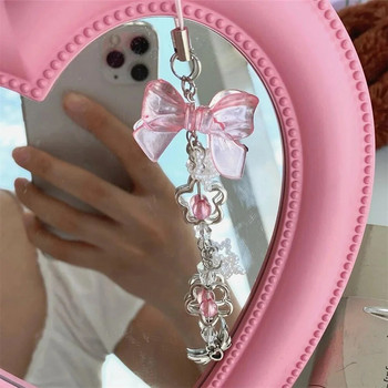 INS Κορεάτικο ροζ γούρι για τηλέφωνο Κρεμαστό Μπρελόκ Kawaii για iPhone 15 Τσάντα Samsung Χαριτωμένα αξεσουάρ Γυναικεία κορδέλα Κορδόνι Κορδόνι με χάντρες