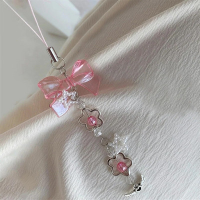 INS Korea roosa telefoni amulettide ripats Kawaii võtmehoidja iPhone 15 jaoks Samsung kott Armsad aksessuaarid Naiste Tüdrukute Rihm Helmestega kaelapael