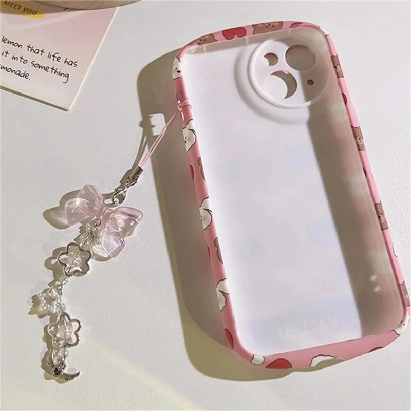 INS Korea roosa telefoni amulettide ripats Kawaii võtmehoidja iPhone 15 jaoks Samsung kott Armsad aksessuaarid Naiste Tüdrukute Rihm Helmestega kaelapael