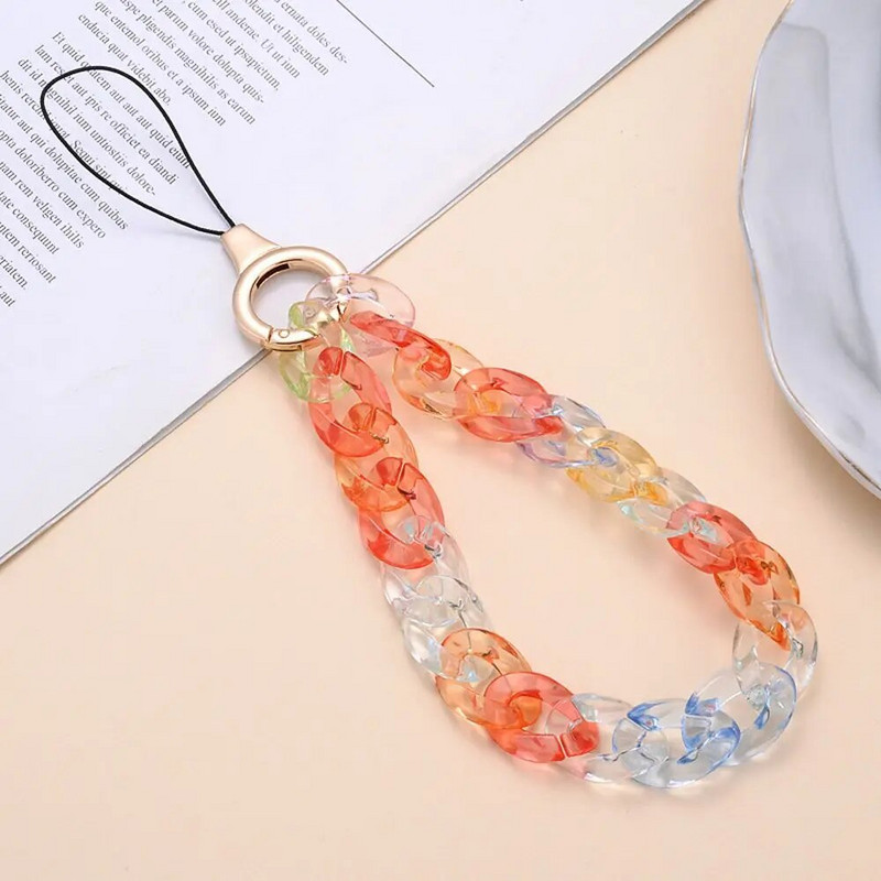 Värviline telefonikett, kaelarihm Mobiiltelefoni võtmehoidja rihm, kaotsiminekuvastane käsitsi valmistatud akrüüljuhtmest ripats naistele ehtetarvikud